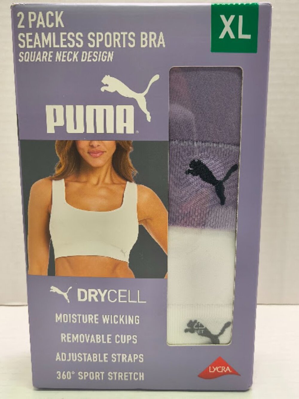 Puma 2 Pack Seamless Sports Bra Square Neck Design Women XL - Picture 2 of 6